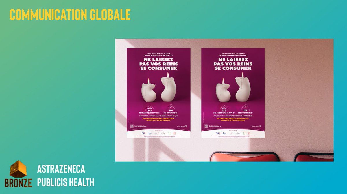 GP Stratégies de la Communication Santé 2023 – Communication globale : un BRONZE pour @AstraZenecaFR et l’agence <a href="/PubHealthFR/">Publicis Health France</a> pour la réalisation « Ne laissez pas vos reins se consumer ». Bravo à eux !
#gpstrat #sante