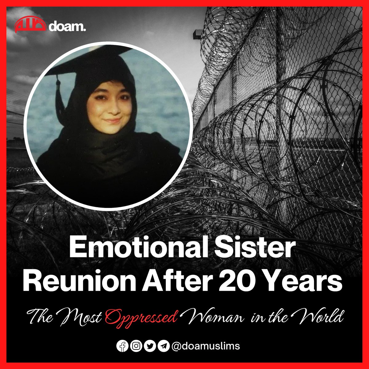 Emotional Sister-Reunion after 20 Years!

FMC Carswell
Fort Worth, Texas
16:00 Central Time, May 30, 2023

Yesterday, sisters Fowzia and Aafia Siddiqui held a reunion after 20 years. It was hardly the meeting they would have liked: the sterile visitation room at FMC Carswell was…