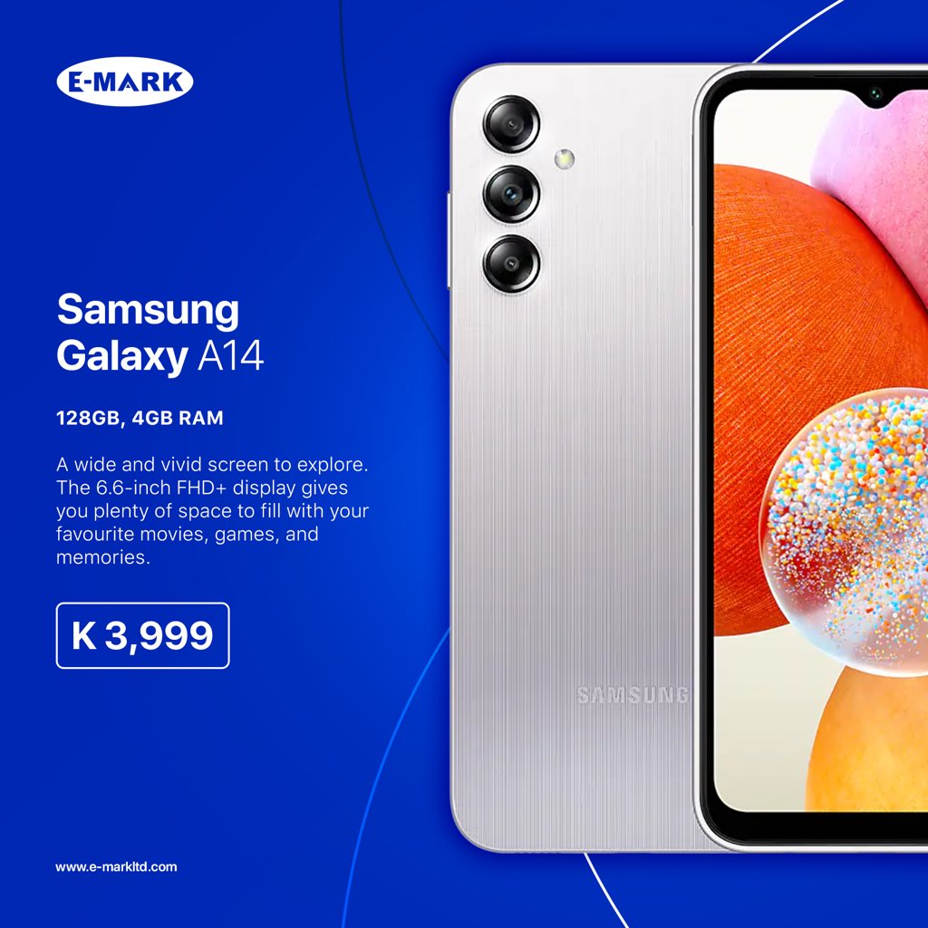 emarkzm's tweet image. Explore on the New release Samsung Galaxy A14. It gives you plenty of space to fill your favorite movies, games and memories.

#SamsungGalaxyA14
#NewRelease  
#Explorenewtech
#ConnectingPeople