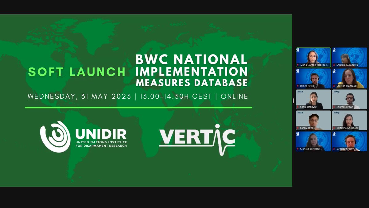 @UNIDIR & @vertic_org just launched a public access Database on national implementation measures by the States Parties to the #1972BWC, a valuable effort designed to “strengthen and understand the different approaches to the implementation of the convention from around the world”