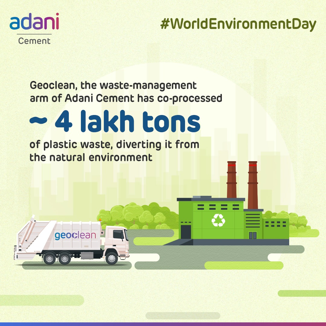 Geoclean, the  waste-management arm of Adani Cement, has co-processed 4 lakh tons of plastic waste, diverting it from the natural environment.

#ThisIsAdaniCement #BeatPlasticPollution #WorldEnvironmentDay #GreenGrowth #GrowthWithGoodness #Environment