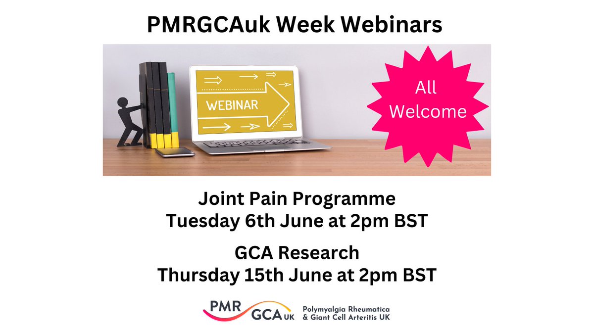 PMRGCAuk's tweet photo. Looking forward to our free webinar today at 2pm on the Joint Pain Programme with Nuffield Health that some of our members have benefitted from. The first of two webinars raising awareness in #PMRGCAukWeek #PMR #GCA https://t.co/nRtMqZPiKd