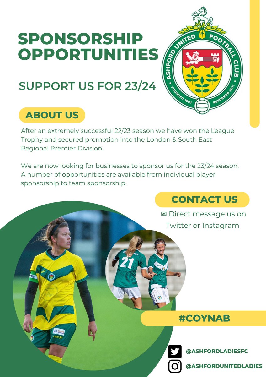 Could you support us for the upcoming season? 

Please get in touch 

🟢🟡 #AUFC #COYNAB