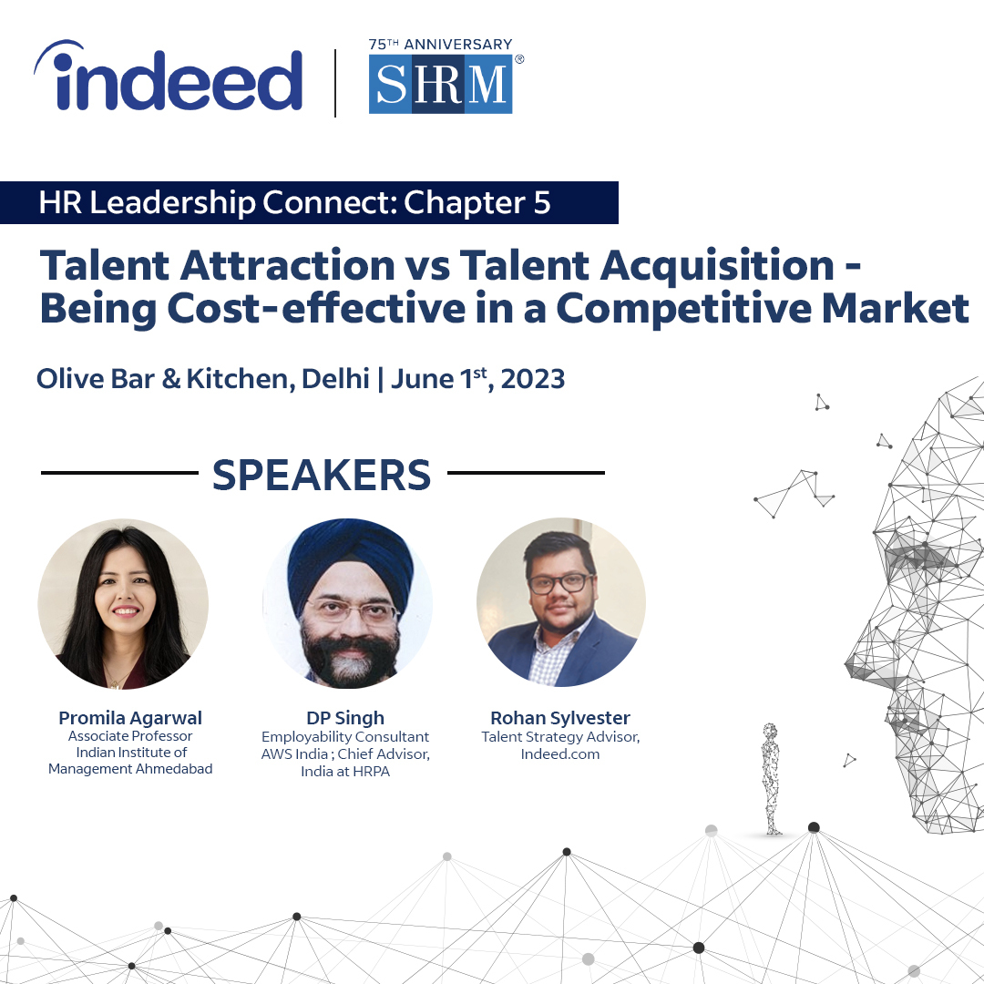 In line with our effort to engage the thriving HR community we have built over the years, SHRM and Indeed are doing the next-in-line “HR Leadership Connect” series in Delhi tomorrow, June 1st at Olive Bar & Kitchen.

#TalentAcquisition #Talent #futureofwork #Talentattraction