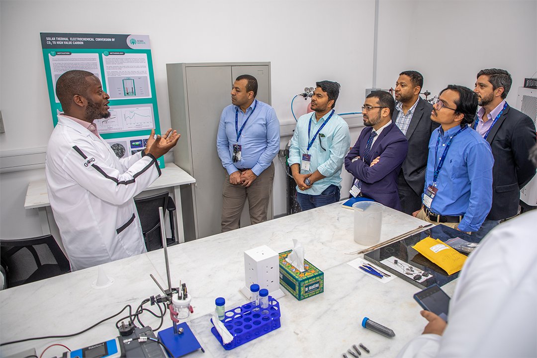 GORDMENA's tweet image. CCUS Forum participants visiting GORD’s #TechnoHub inside #QSTP, which is a center for #research and #innovation where researchers engage in long-term multidisciplinary research on #energy efficiency and #ecofriendly building materials utilizing captured carbon.