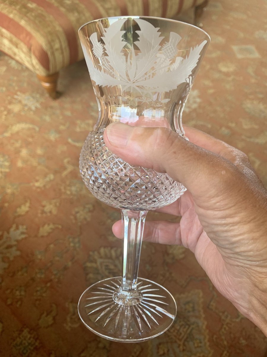 timothyferres's tweet photo. Just acquired this large #EdinburghCrystal Thistle pattern goblet @MrStevenMoore #gin https://t.co/TUq16WW2Hx