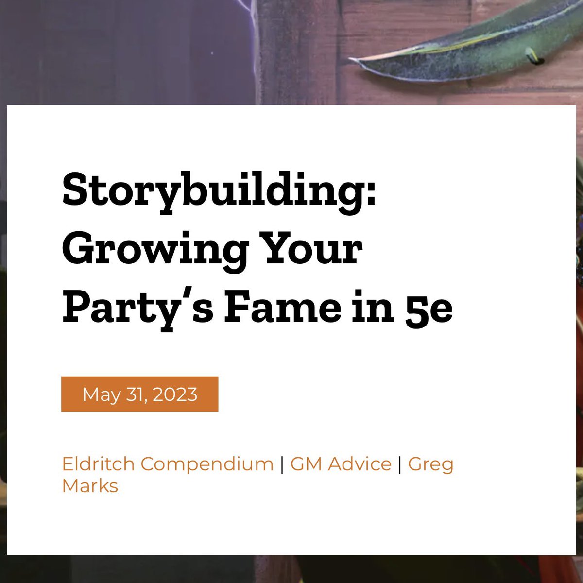 What would you do to become famous? What is the price of that fame? A new Storybuilding article from me on the @ghostfiregaming site! #dnd #rpg ghostfiregaming.com/blog/growing-y…