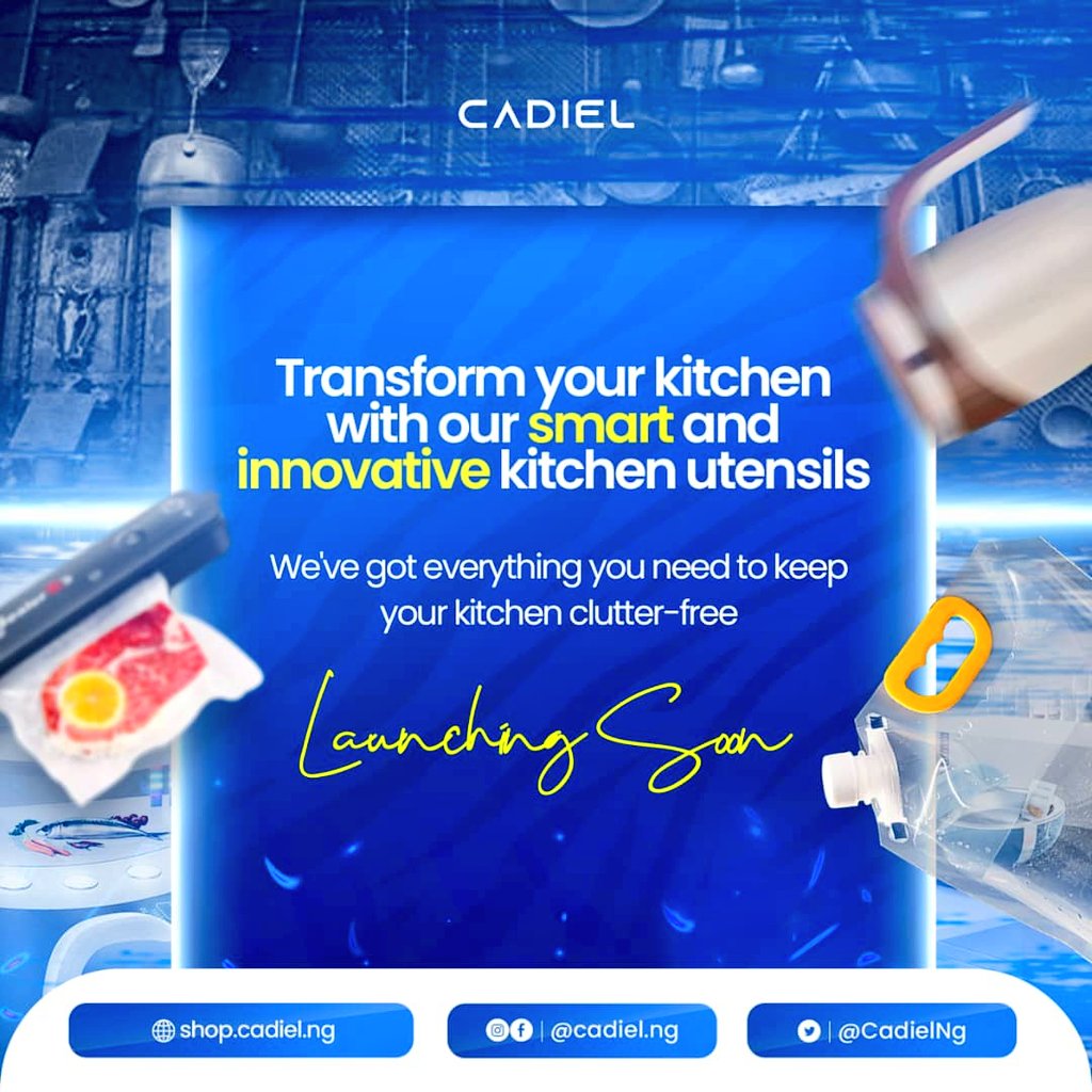 Our inventory is loaded with smart and innovative kitchen utensils to keep your kitchen clutter-free.
The wait is over, stay glued and share this with a friend!

#Cadiel #New #onlinestore #Nigeria