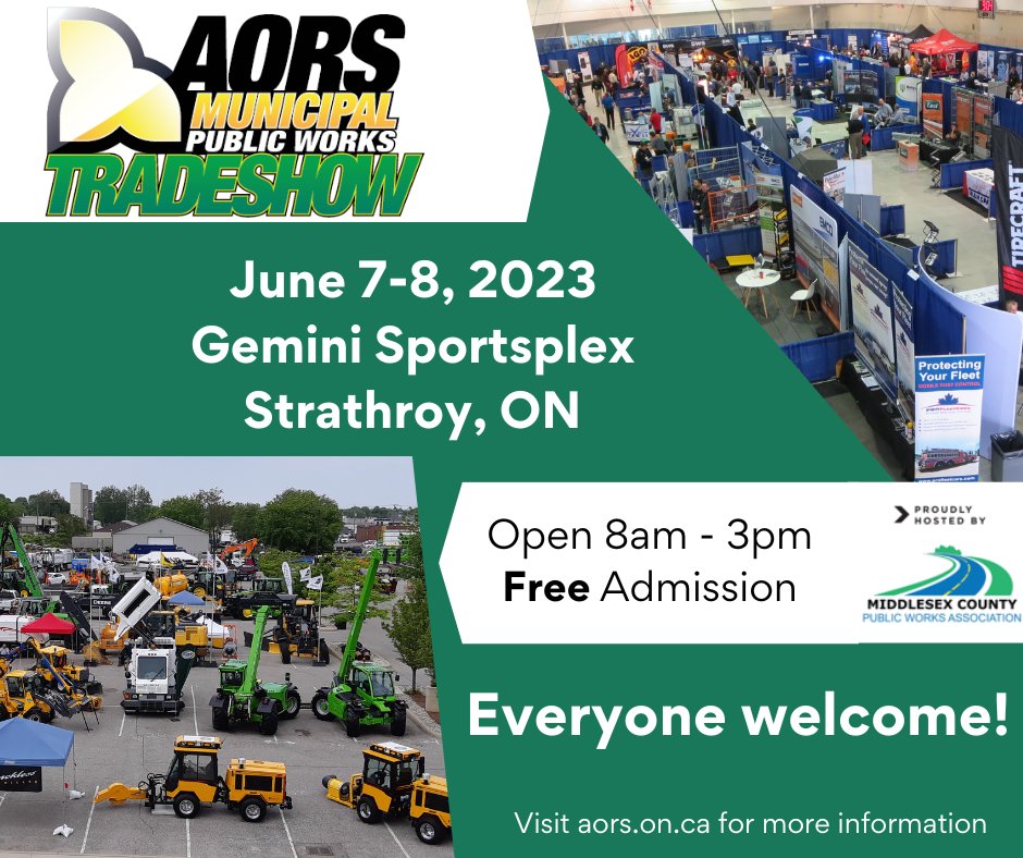 CleanfixFans's tweet photo. We're one week away! Yep, the 2023 @AORS_Official Municipal Public Works Trade Show will open next Wednesday morning.
This year's event is being hosted June 7-8 by the Middlesex County Public Works Association in Strathroy, Ontario. See you there!
#CleanfixFans #AORS #Booth236 https://t.co/HcfHQPSWtb