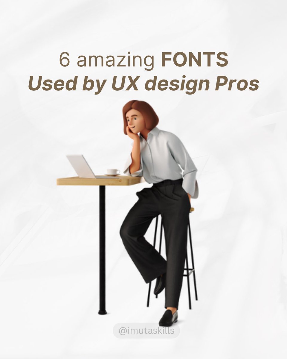 ImutaSkills's tweet image. 🧵 6 Amazing fonts used by UX design professionals
Font choice is a crucial aspect of UI design. Different fonts convey various emotions and aesthetics, influencing user experience
#UIFonts #DesignThread #uiuxdesign #UserExperience #uiux #onlinelearning