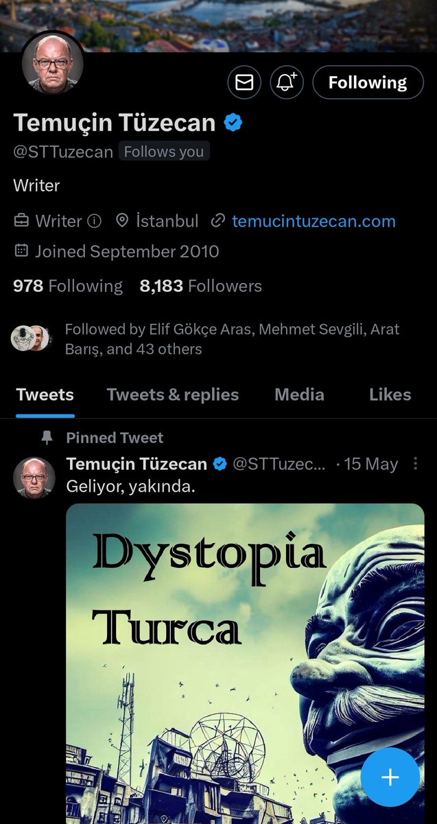 edipyuksel's tweet photo. Yarı-rastgele bir profil.
https://t.co/4AUfv4y0QH sitesinde kendisini tanıtan makalesini okumanızı ve @STTuzecan takibe almanızı tavsiye ederim.
Birkaç twit ve sitesindeki bir makale hariç, hakkında bir şey bilmiyorum ama özgün, vicdanlı, aydın bir barışsevere benziyor.
#ediPro https://t.co/aXyJA7GsV8