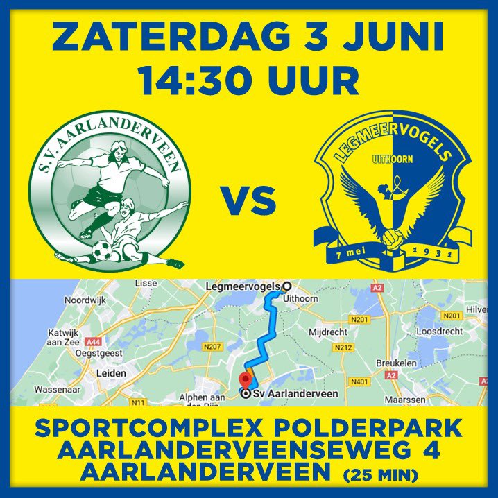 Na een heerlijke overwinning dinsdagavond op een gevuld sportpark, treden we komende zaterdag aan tegen <a href="/svAarlanderveen/">sv Aarlanderveen</a> . Het wordt lekker weer en het is een mooi ritje die kant uit, dus kom allen weer kijken!