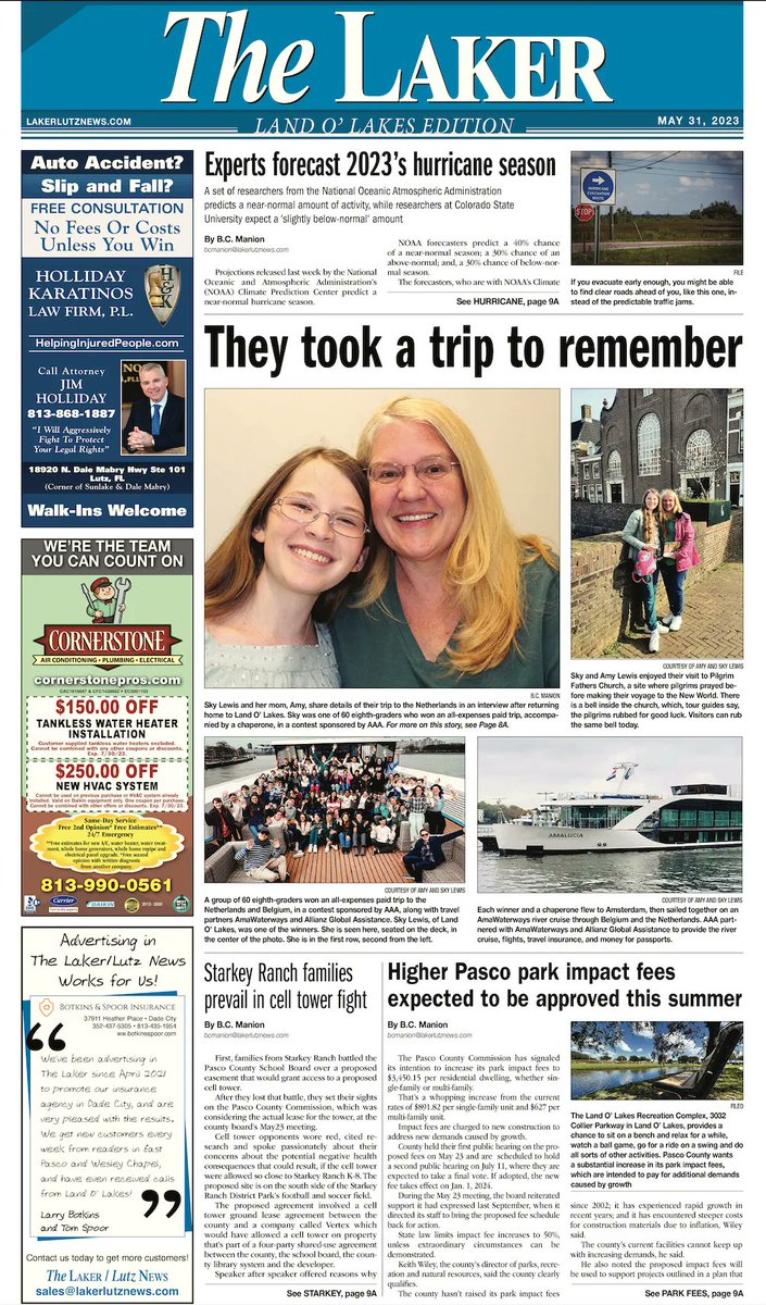 It's not Wednesday until you read the @LakerLutzNews!!! Grab your copy in #wesleychapel #landolakes #lutz #dadecity and #zephyrhills today! Or check out our e-online editions at buff.ly/3Yf97yQ #localnews #localjournalism