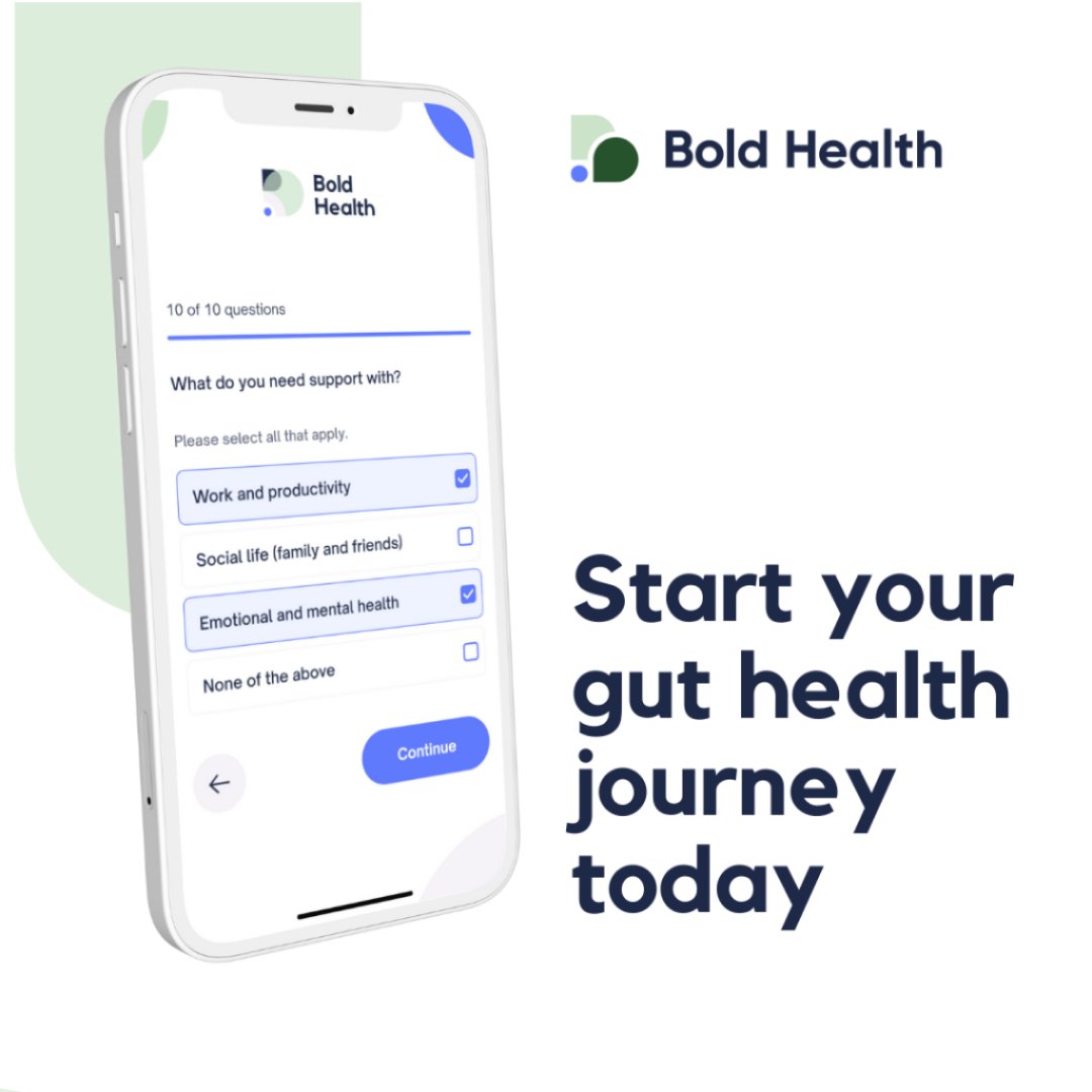 There is no better time to invest in health than now. Check out Bold Health's all-in-one virtually integrated gut healthcare platform and begin your journey today. 

#GutCareReimagined #healthygut #digestivehealth #microbiome #guthealthmatters #ibs #digestion #gutmicrobiome