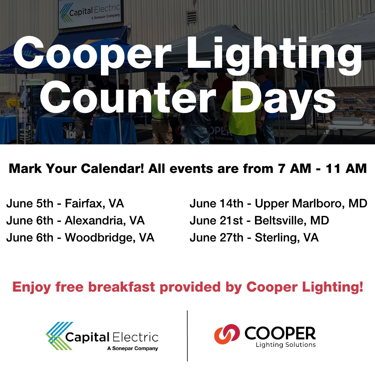 Capital Electric (@capitalelecsply) on Twitter photo Mark your calendar now because <a href="/lighting_cooper/">Cooper Lighting Solutions, a Signify Business</a> is hitting the road! 💡
Multiple #CapitalElectric branches will be hosting #CooperLightingSolutions Counter Days throughout June: capitalelectricsupply.com/about-us/events Mark your calendar now because <a href="/lighting_cooper/">Cooper Lighting Solutions, a Signify Business</a> is hitting the road! 💡
Multiple #CapitalElectric branches will be hosting #CooperLightingSolutions Counter Days throughout June: capitalelectricsupply.com/about-us/events