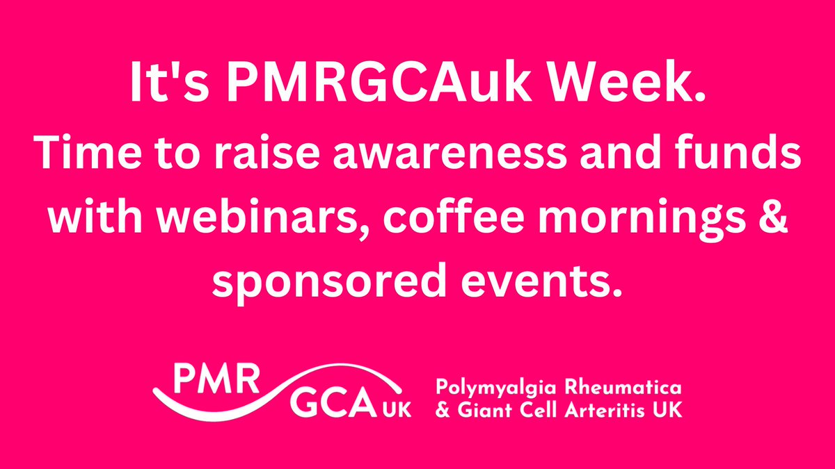 PMRGCAuk's tweet photo. It's #PMRGCAukWeek - a week to raise awareness and funds to help people with #PMR and #GCA. Find out more at https://t.co/YIVo1psnSm and thank you to everyone taking part. https://t.co/U9rOL6xZz5