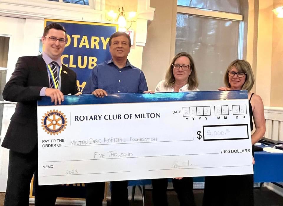 Completing our five year, $25,000 commitment to <a href="/MDH_Foundation/">Milton District Hospital Foundation</a> for a paediatric family waiting lounge at our annual Rotary Awards Night! 👏 👍🏼 <a href="/HaltonHlthcare/">Halton Healthcare</a>