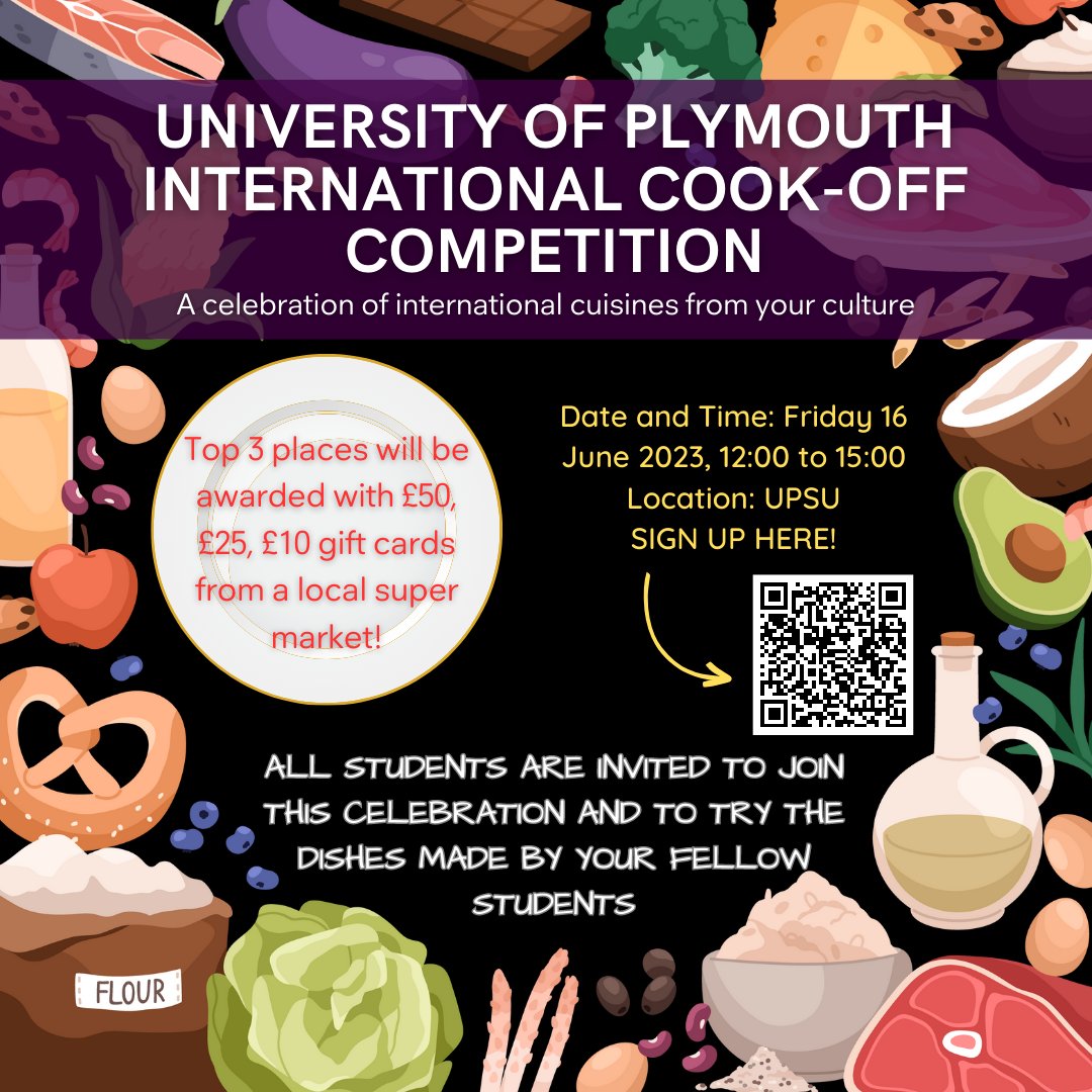 UniPlymCareers's tweet photo. All students are invited to join this celebration and to try the dishes made by your fellow students. You can also register to participate without bring a dish by completing this form, please highlight any allergies. https://t.co/4hdTYpQ0Fg