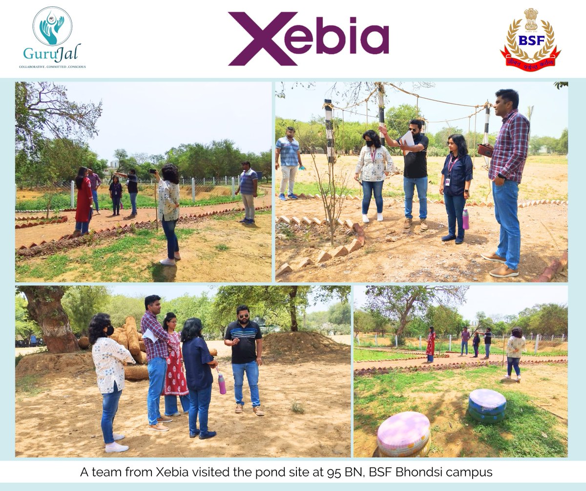 Team Xebia visited the pond site located at 95 BN, BSF campus in Bhondsi. They visited the Wastewater Treatment Plant, which was implemented using a nature-based solution. The members of team <a href="/Xebia/">Xebia</a>  expressed their appreciation for the site. 
#GuruJal