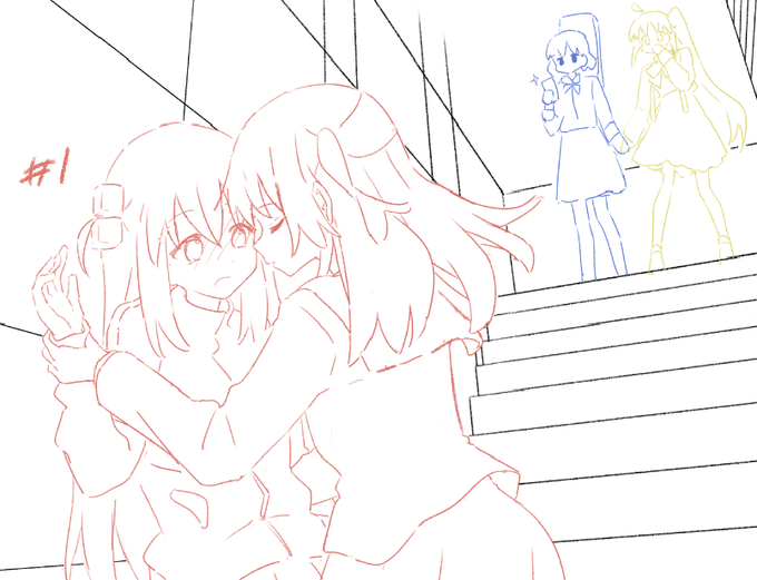 ラフ描く時、家族にぼっちちゃんの表情描きにくい! 助けて!と言ってもらった3つの表情… 2番も良かったけど、3番を選びました