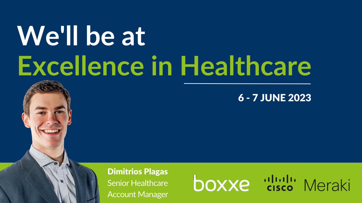 Don't forget to mark your calendars for 6 & 7th June! 

Our boxxer Dimitrios Plagas and our co-sponsor @meraki will be at Excellence in Healthcare giving #FREESecurityHealthChecks

boxxe.com/free-security-…

#HealthcareTech #NetworkInfrastructure