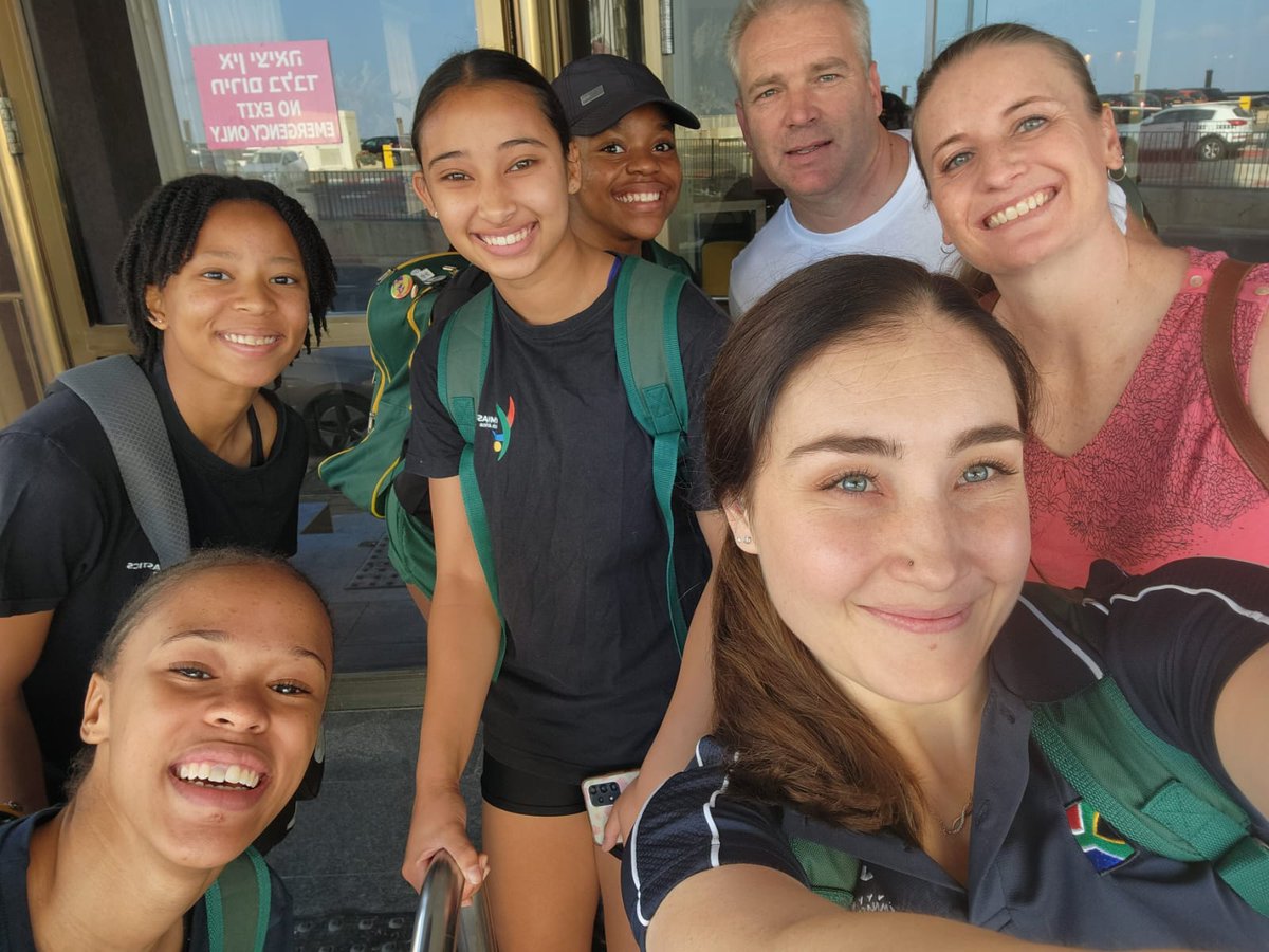 SAGymnastics's tweet photo. 🙌🏽 ✈️All the best to team SA's 🇿🇦 artistic gymnasts Kirsten Rampono, Shante Koti, Nkazimlo Matyolo and Caleigh Anders at the FIG World Challenge Cup from 1-4 June in Israel.

They'll be accompanied by coaches Candice Visser, Derick Scholtz &amp; judge Anke Badenhorst.

#GymnasticsSA https://t.co/XLY6ctncz4