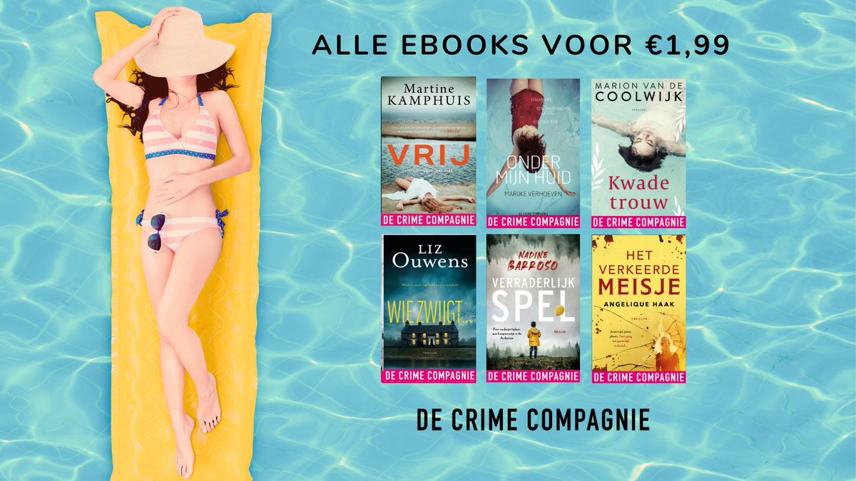 Lekker lezen in de zomer. Pak nu je kans!  Alle ebooks van De Crime Compagnie voor slechts €1,99!
Alleen in juni!