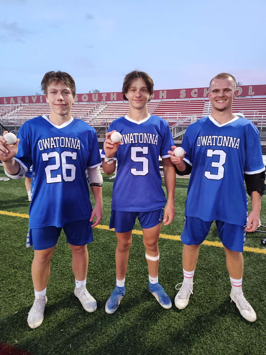 Players of the game in a season ending loss to Lakeville South. Fitch #26, Hiatt #5 and Wottreng #3.  Great effort by all and there was a lot of growth this season.  #owatonnaproud