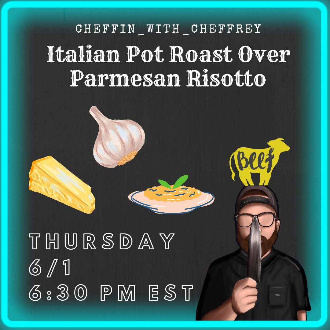 CheffinCheffrey's tweet photo. I will be live on Thursday! I will be using my Instant Pot for the pot roast and the risotto from scratch on the stove top. Will you be there? I would love to see you pop up in chat!
https://t.co/IdjXHAShIY
#twitch #twitchchef #chef #cheflife #youtuber #youtube #streamer #foodies https://t.co/X5b7SNWvxW