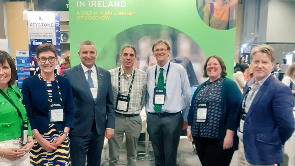 DeptofFHed's tweet photo. Minister Collins attended the NAFSA International Education Conference &amp; Expo today, where he met staff from Education in Ireland, DCU, UCC, UL, University of Galway, Mary Immaculate and others. https://t.co/mXF8RWhs4w