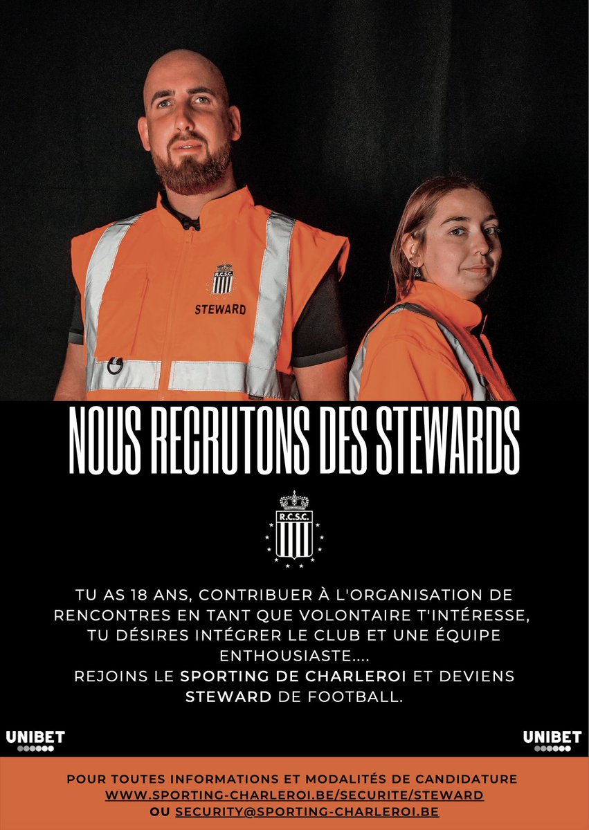 SportCharleroi's tweet image. 📢 𝗡𝗼𝘂𝘀 𝗿𝗲𝗰𝗿𝘂𝘁𝗼𝗻𝘀 𝗱𝗲𝘀 𝗦𝘁𝗲𝘄𝗮𝗿𝗱𝘀

Viens contribuer à l'organisation des rencontres du Sporting de Charleroi 🦓

ℹ️ : urlz.fr/m5jm

#RCSC #Job #Steward