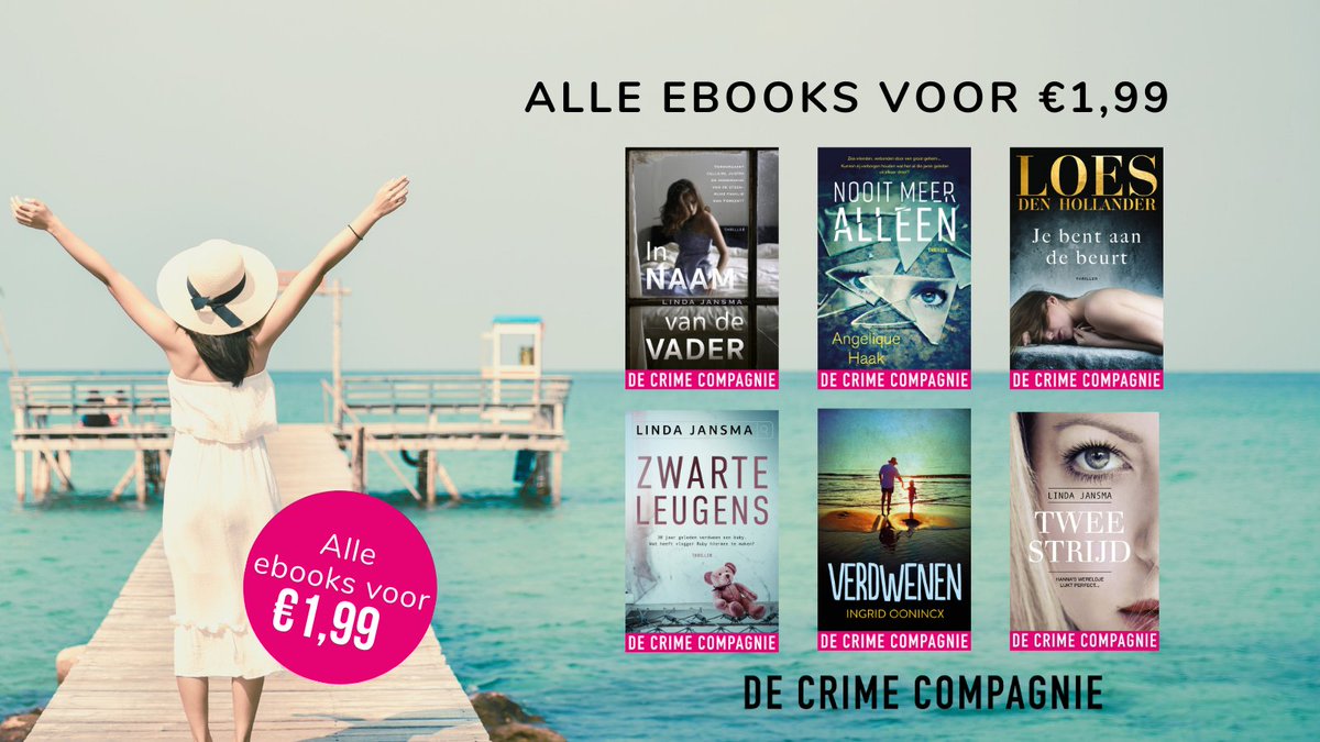 Lekker lezen in de zomer. Pak nu je kans!  Alle ebooks van De Crime Compagnie voor slechts €1,99!
Alleen in juni! Laatste dag!