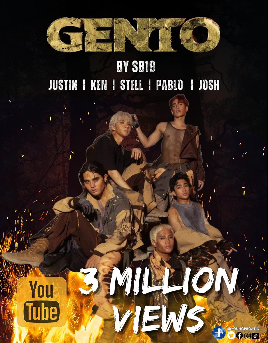 #SB19GENTO MV UPDATE ⚠️ Achievements coming thru! After charting on billboard today, @SB19Official’s ‘Gento’ MV has also surpassed 3,000,000 views on Youtube! Congratulations, SB19 x A’Tin! 💙 Here’s to many more! SB19 PAGTATAG SAMPLER @SB19Official #SB19 #GENTO_3MILLIONViews