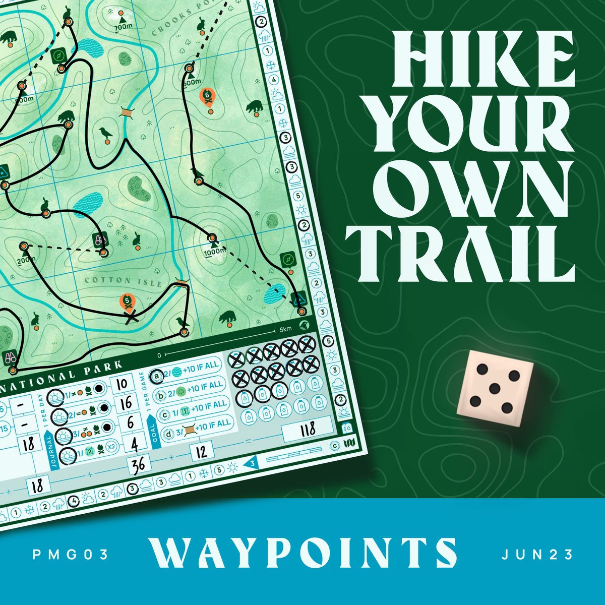 You create your own unique trail in every game of Waypoints. Choose to hike through valleys or over mountains, recording your experiences as you go. 
 
Sign up to get notified when the campaign starts!
 
kickstarter.com/projects/postm…