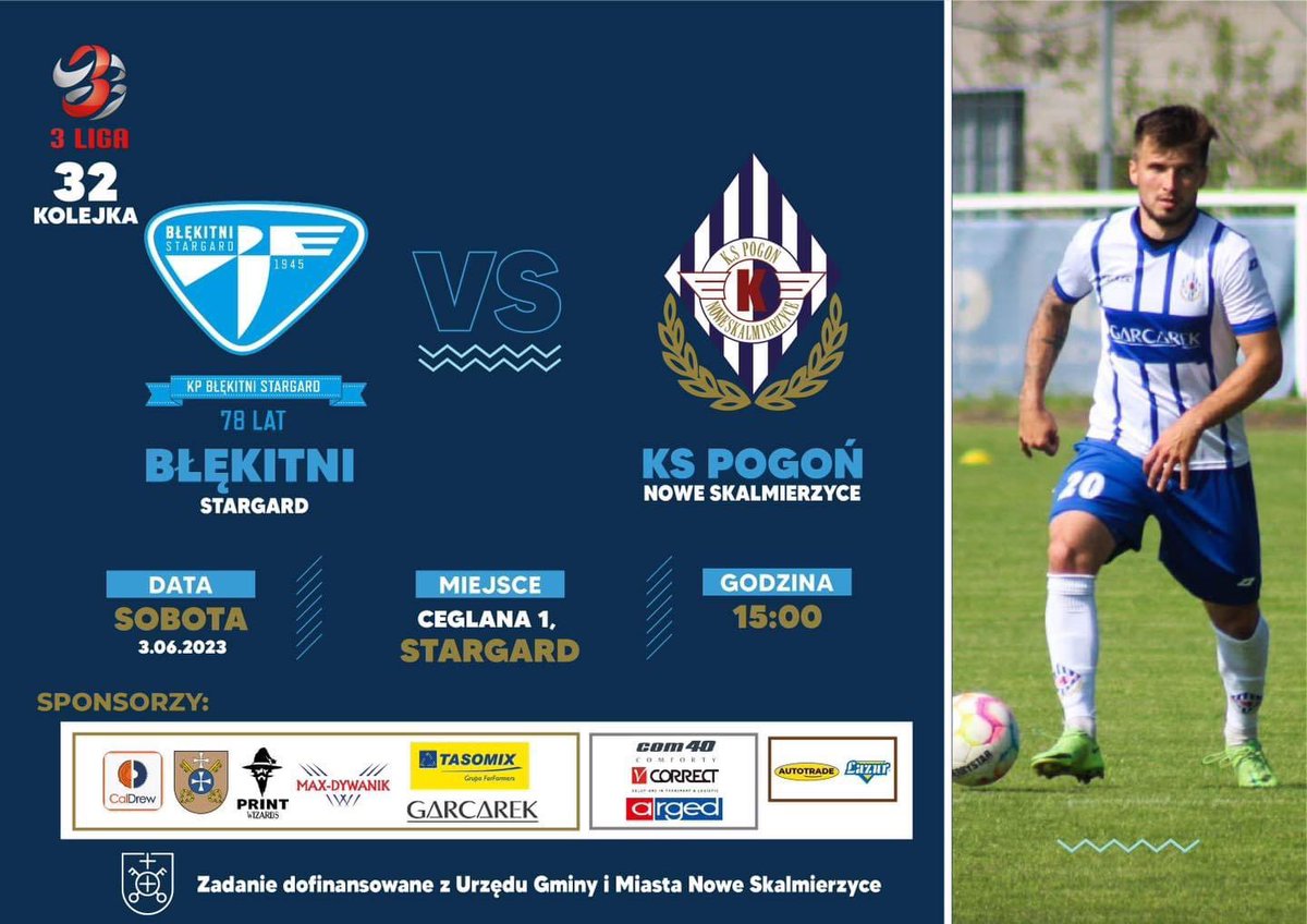 KS_Pogon_NSC's tweet photo. 🗣️ Przedostatni wyjazd 🚌
🆚 KP Błękitni Stargard
🏆 3 Liga, Gr. 2
🏟 Stadion w Stargardzie
🕠 Sobota - 15:00
#BLEPOG #3liga https://t.co/sp5d5oyU3r