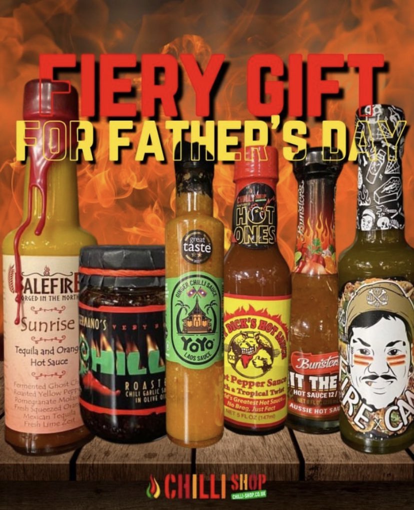 thechillishop's tweet photo. Build an unforgettable gift for your Dad with a unique selection of his favourite spicy treats. ๐ฅ๐ถ๏ธ๐ฅ
#Sauce #Hot #Hotheads #HotOnes #Leeds #Merrion #Centre #Spice #Red #Chillies #Tasting #Football #Hampers #Travel #Funny #Humor #Saucy #Plants #Gifts #Presents #ChilliShop https://t.co/hWkSKaFHwg