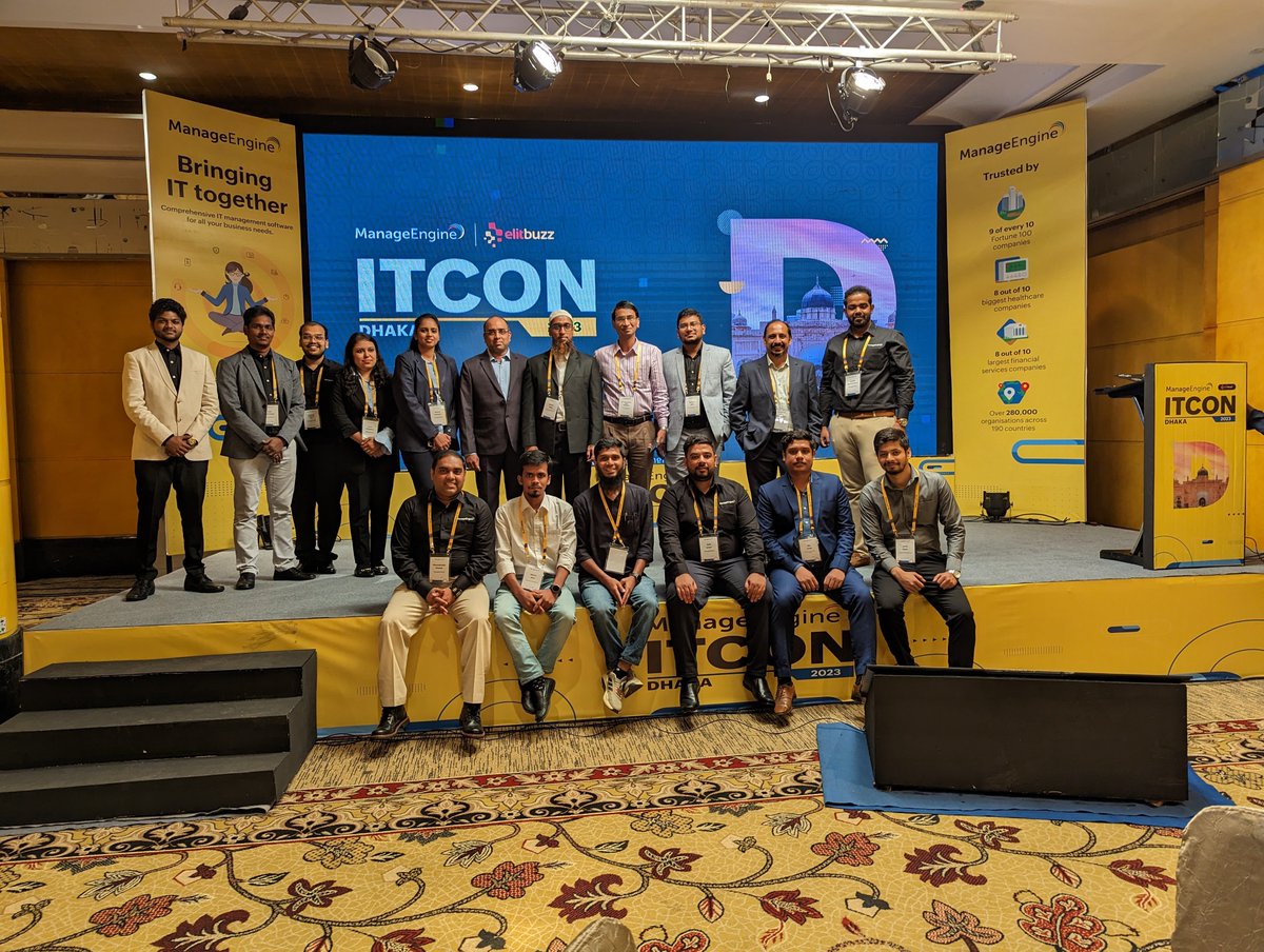 manageengine's tweet photo. We're wrapping up our first ever #ITCON in Bangladesh. A big thanks to all who attended the event today and made it a grand success. We are grateful for the new connections made and the knowledge gained. Until next time.
#ITmanagement #cybersecurity #ITconference
@Elitbuzz https://t.co/GCqCD2PWqi