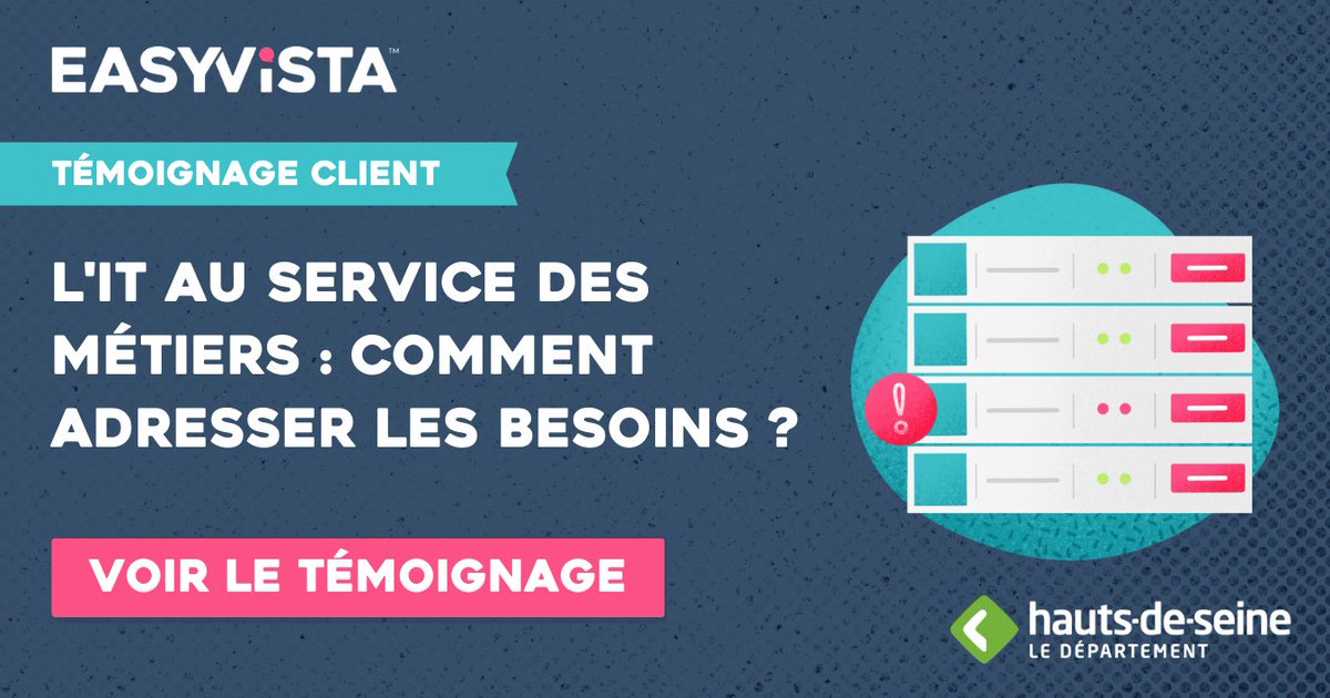 [#TémoignageClient🗣️] L'IT au service des métiers : comment adresser les besoins ?

À l'occasion de l'événement #ITForum, organisé par 
<a href="/IDC/">IDC</a>, notre client <a href="/hautsdeseinefr/">Département des Hauts-de-Seine</a>
vous partage son retour d'expérience ! 👉 easyvista.com/fr/fr/fr/video…

#EasyVista #ITSM #ITOM