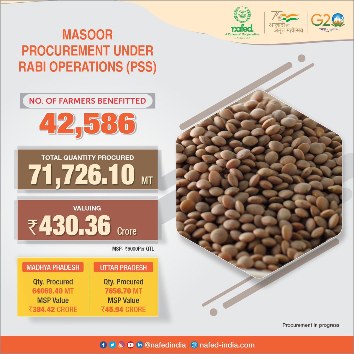 nafedindia's tweet photo. #MasoorProcurement #Masoor #masoorRate #masoorMarket #AgricultureMarket #masoorMSP #masoorFarming #rabi #monsoon #NAFED https://t.co/lZQOzC5dKt