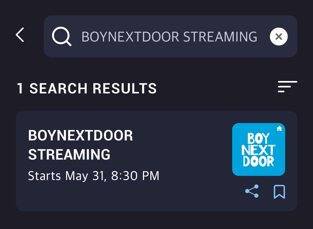 Even if you can't find the streaming party, please type the following on the searches in the Renaissance app.

"BOYNEXTDOOR STREAMING"

And it should come up!

#BOYNEXTDOOR #BND