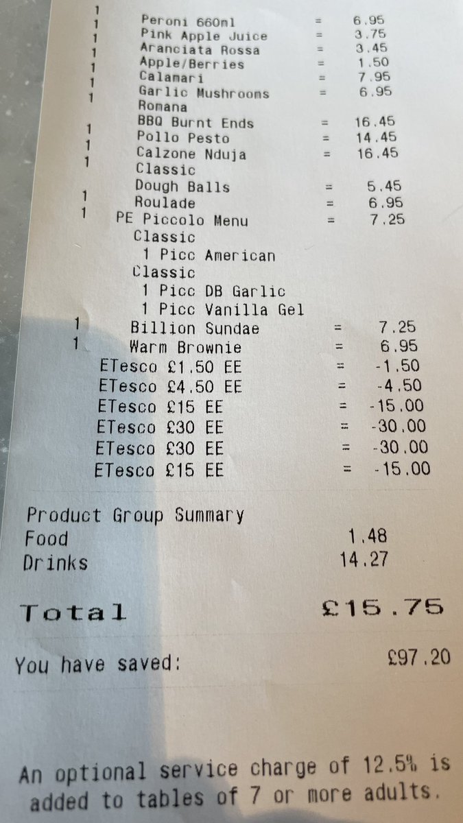 Lovely lunch at @PizzaExpress. 

£97.20 saved. #Winning