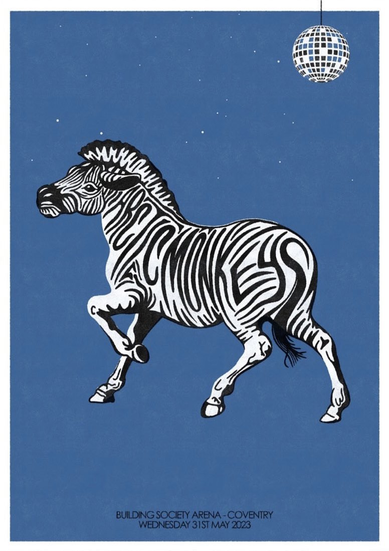 ArcticMonkeysJP's tweet photo. Poster for tonight's show in Coventry 🦓🪩 https://t.co/4sP5Pvv17J