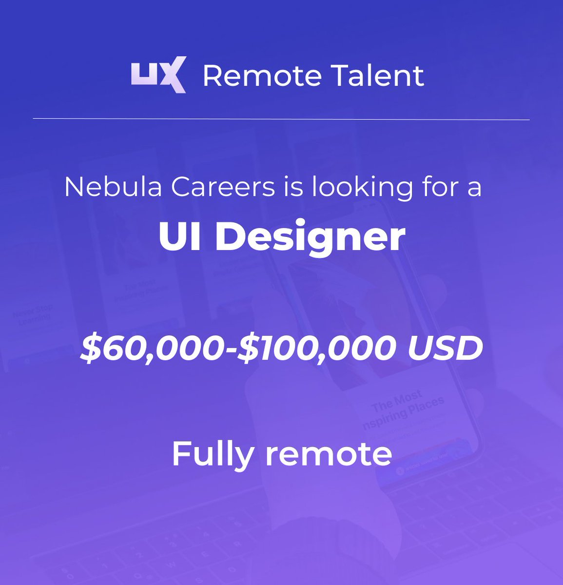 Nebula Careers is hiring a UI Designer. FULLY REMOTE 
👉 $60,000-$100,000 USD
uxremotetalent.com/ux-job/ui-desi…
.