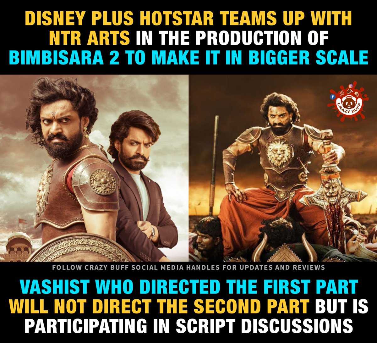 #Hotstar joins #NTRArts to produce #Bimbisara2🔥

#KalyanRam #NandamuriKalyanRam