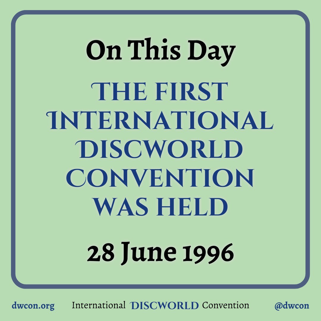 On this day, in 1996, the first International Discworld Convention was held!
Were you there?  What is your favourite memory of that convention?
If you were not at the convention in 1996, which year was your first?

#Discworld #DiscworldConvention
#OnThisDay #TerryPratchett