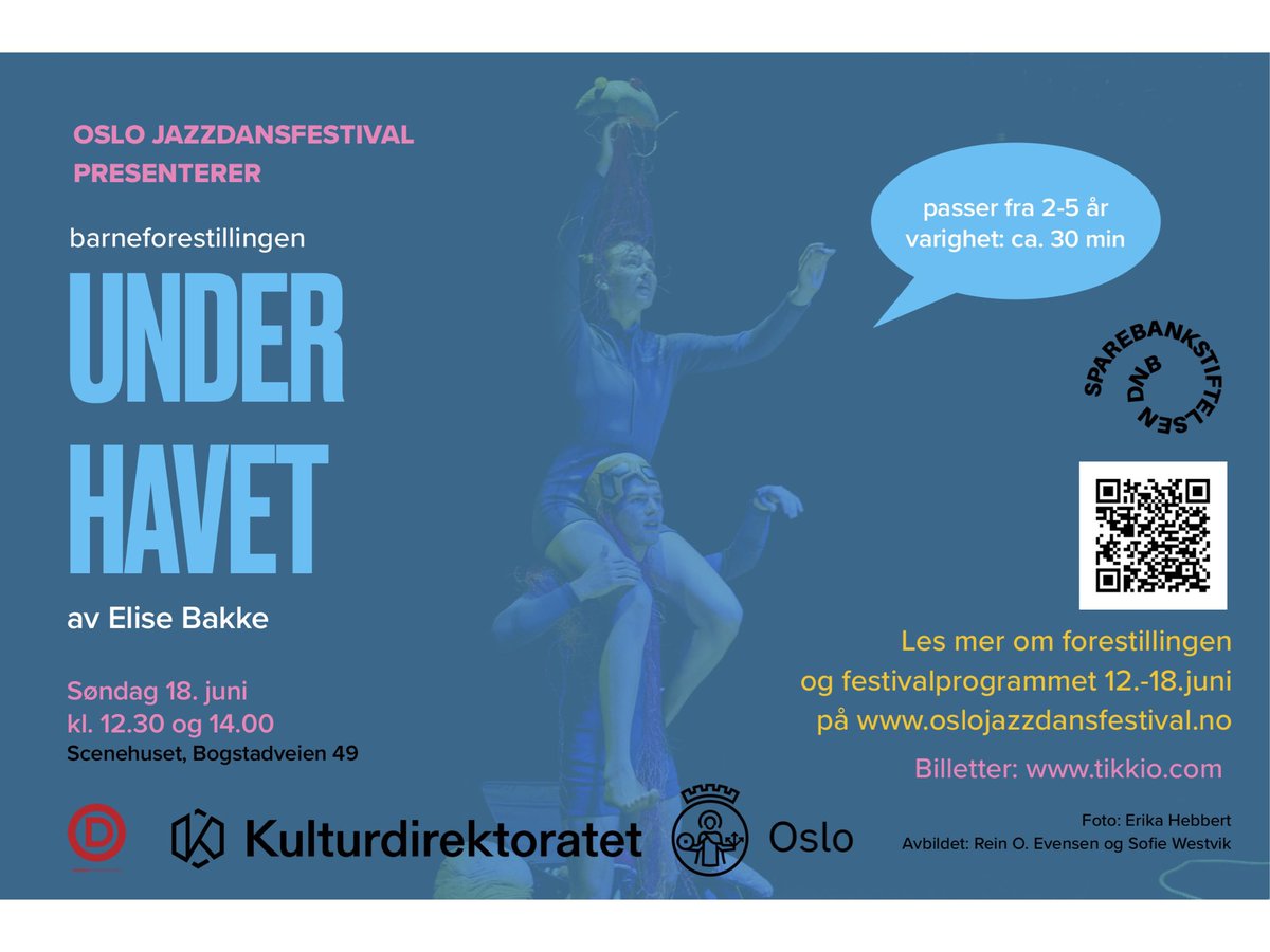 🔜 Bare 18 dager til barneforestillingen UNDER HAVET 🐙🐳🦀 Dette er en forestilling der danserne inkluderer barna rytmisk og taktilt på sin reise ned under havoverflaten. Billetter: tikkio.com/organizer/1064…