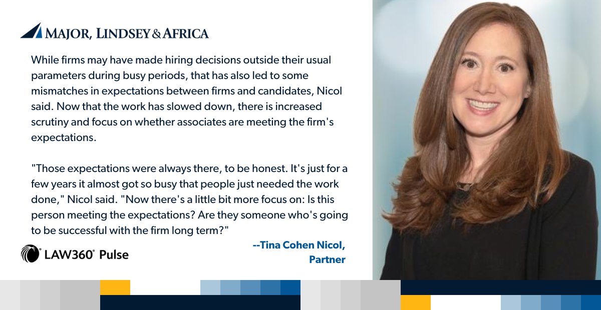 While salaries for law firm associates have reached unprecedented heights, the financial rewards have come with pressure to meet expectations. 

Tina Cohen Nicol tells @Law360 Pulse associates and firms have started assessing if their expectations align. 

bit.ly/45AcSmy