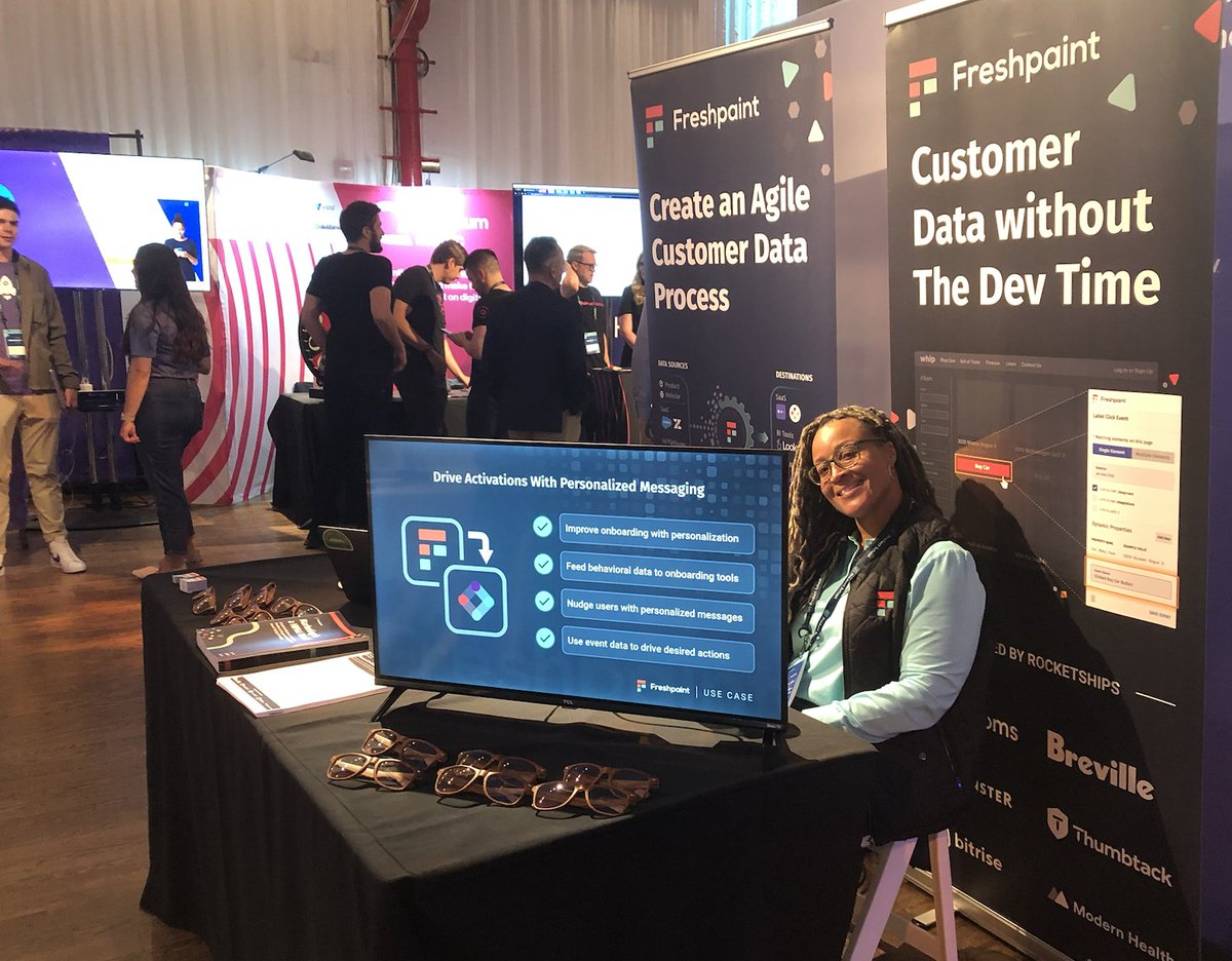 All set up for #ProductCon ! Stop by booth 12 to see how Freshpaint can help manage customer data across your tech stack (without relying on the dev team)