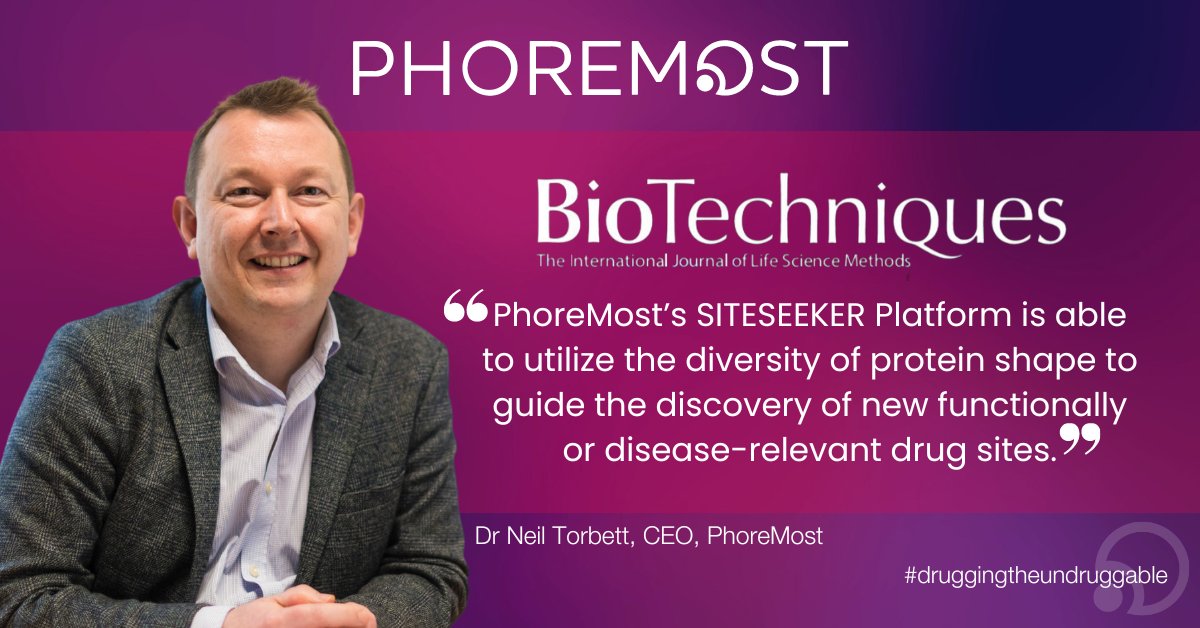PhoreMostLtd's tweet image. Our CEO Neil Torbett met with @MyBioTechniques at #BioTrinity to talk about our drug target identification platform, SITESEEKER, &amp;amp; how we are unlocking new E3 ligases to develop next generation drugs with enhanced #disease &amp;amp; targeted selectivity profiles: rb.gy/61zp8