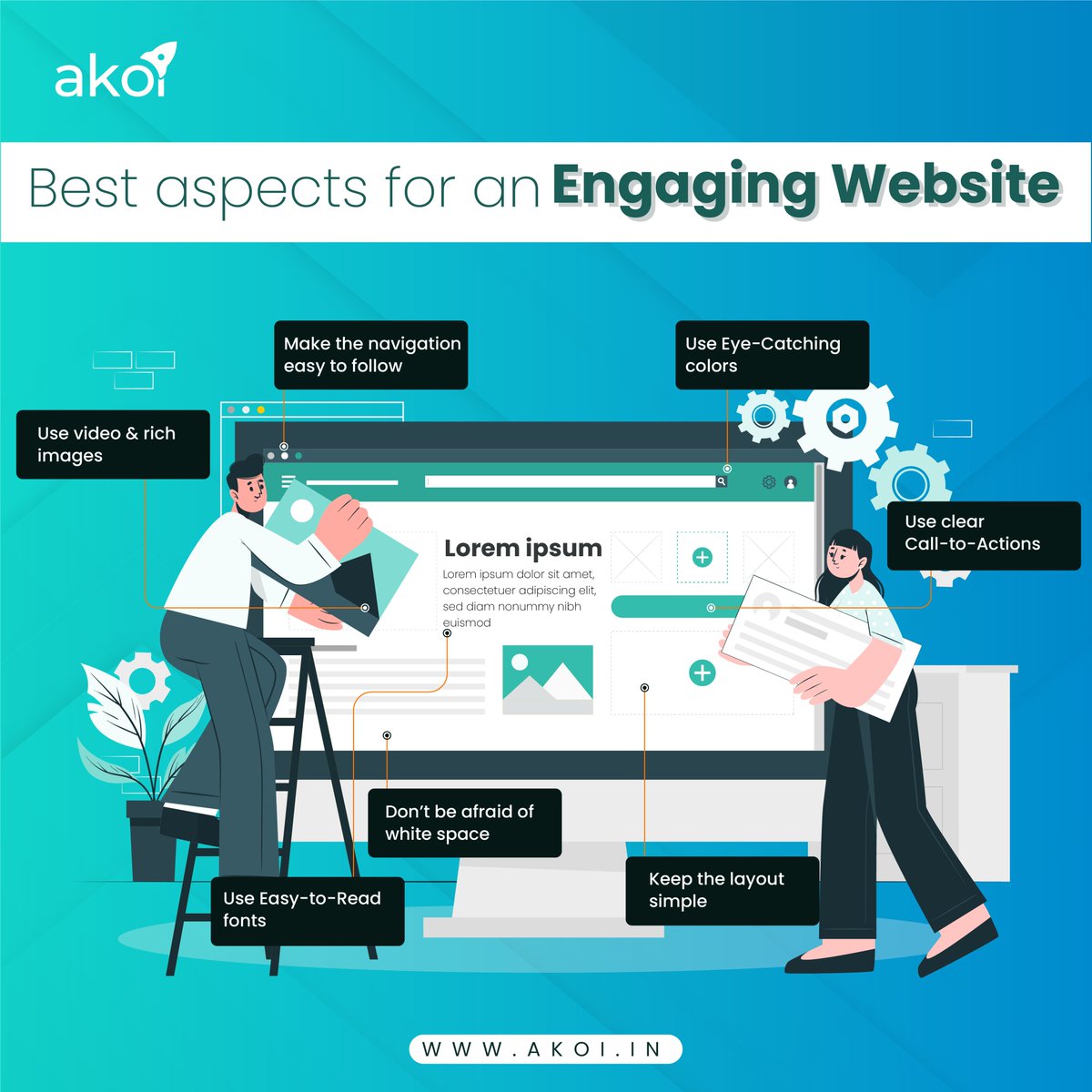 'Captivate, Connect, Convert: unveiling the best aspects for an engaging website'.
.
.
.
#engagingwebsites #createwebsite #tips #tipsforwebsite #bestwebsite #designwebsite #socialmediamarketingtips #digitalmarketing #websitedevelopment #akoi